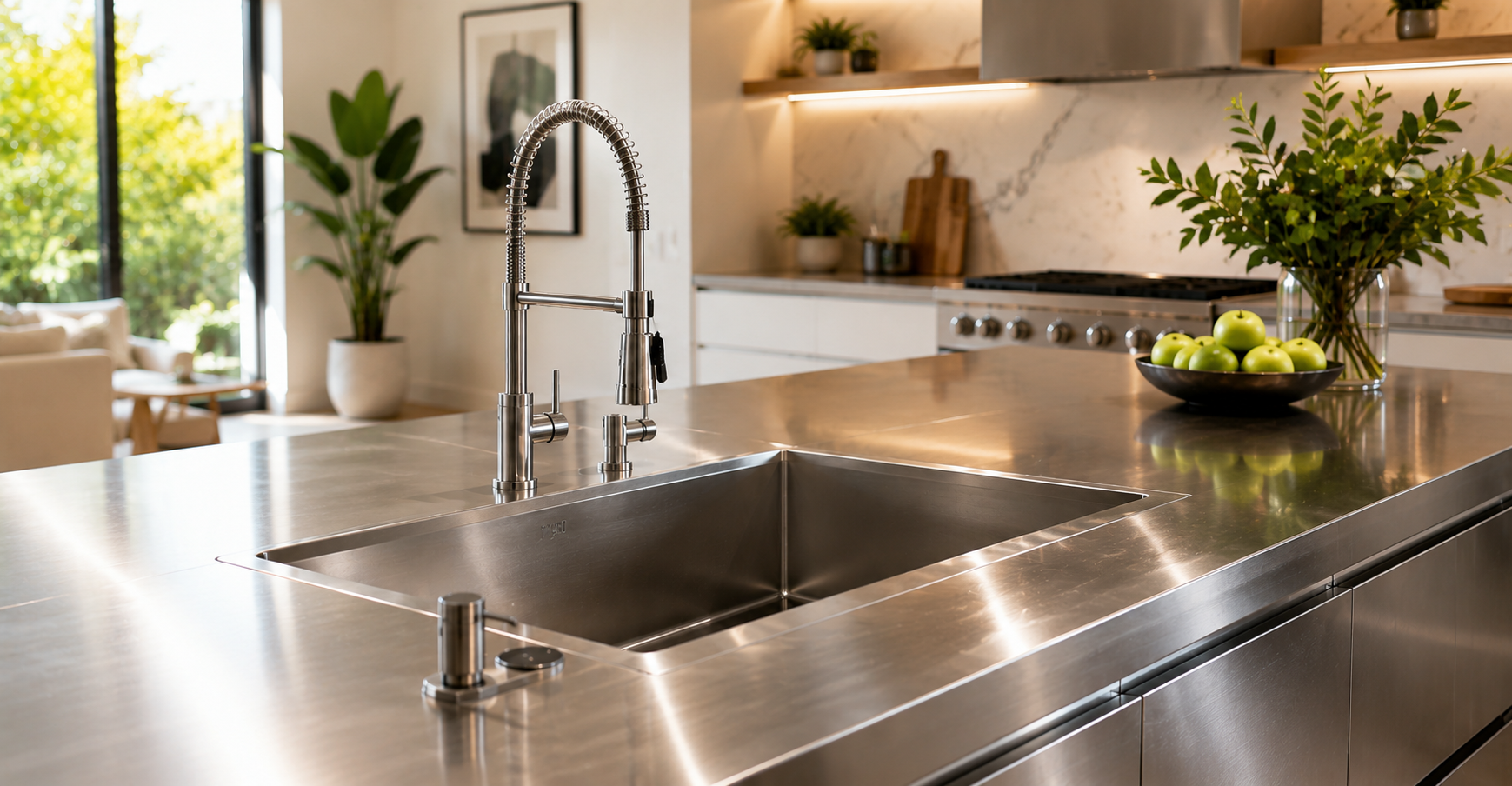 Cozinhas modernas trocam granito por aço inox
