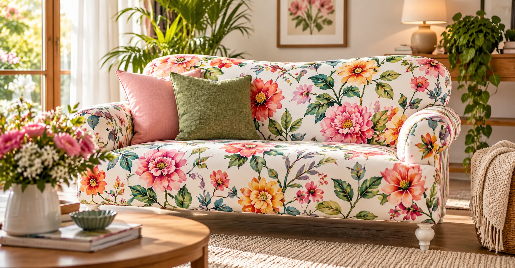 Sofá floral na decoração 6 modelos para se inspirar